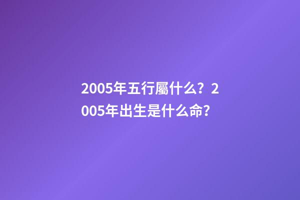 2005年五行屬什么？2005年出生是什么命？