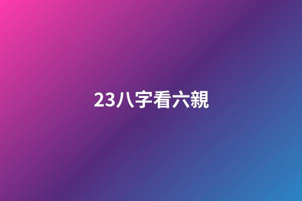 23.八字看六親