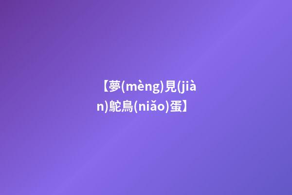 【夢(mèng)見(jiàn)鴕鳥(niǎo)蛋】