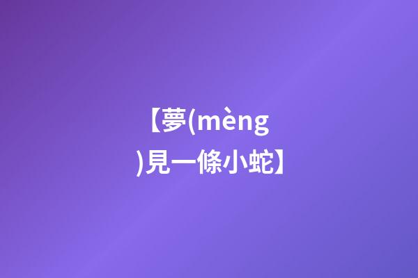 【夢(mèng)見一條小蛇】