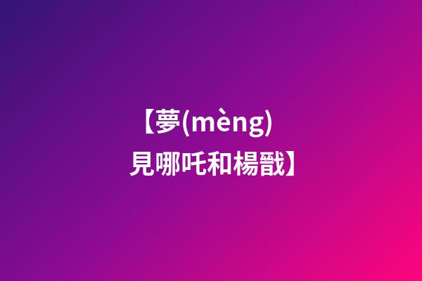 【夢(mèng)見哪吒和楊戩】