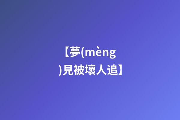 【夢(mèng)見被壞人追】