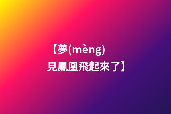 【夢(mèng)見鳳凰飛起來了】