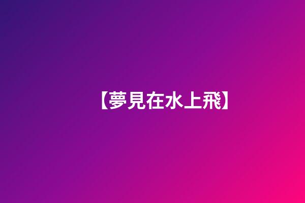 【夢見在水上飛】