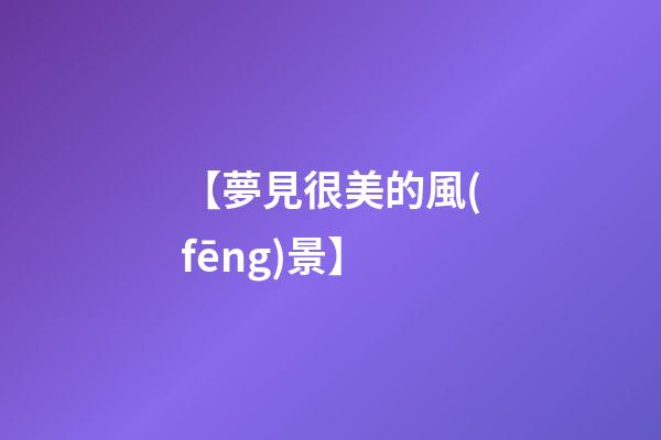 【夢見很美的風(fēng)景】