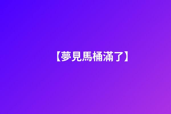 【夢見馬桶滿了】
