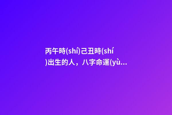 丙午時(shí)己丑時(shí)出生的人，八字命運(yùn)如何？