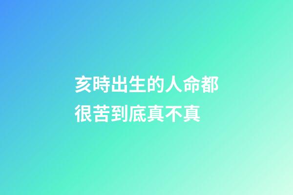 亥時出生的人命都很苦到底真不真