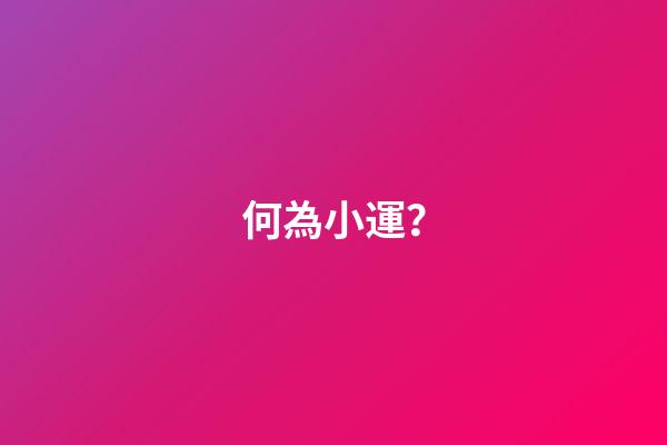 何為小運？