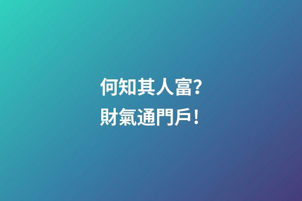 何知其人富？財氣通門戶!