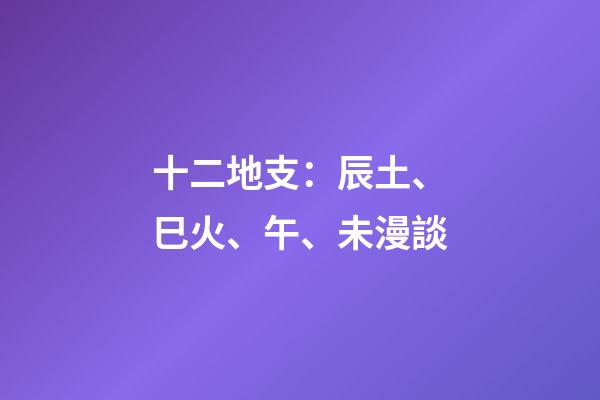 十二地支：辰土、巳火、午、未漫談