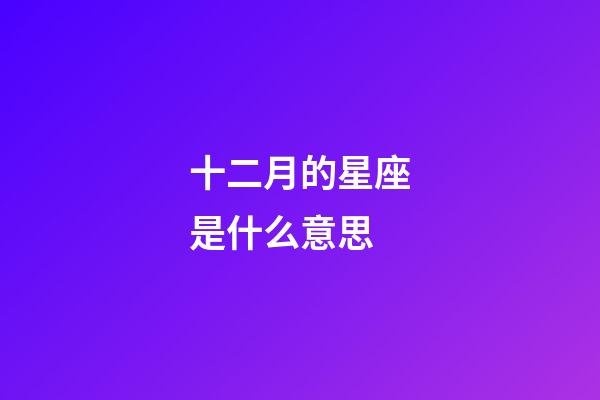 十二月的星座是什么意思-第1張-星座運勢-玄機派