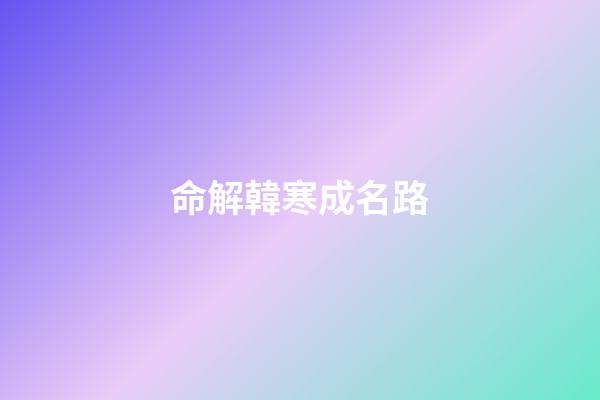 命解韓寒成名路