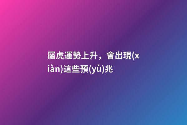 屬虎運勢上升，會出現(xiàn)這些預(yù)兆