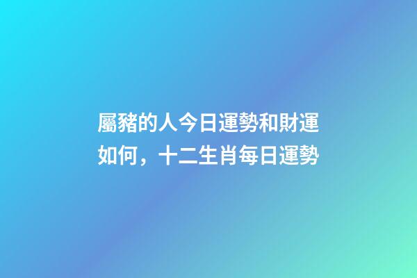 屬豬的人今日運勢和財運如何，十二生肖每日運勢