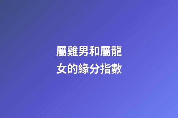 屬雞男和屬龍女的緣分指數