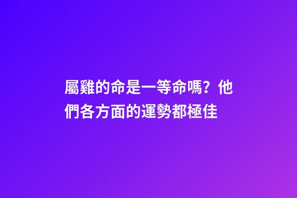 屬雞的命是一等命嗎？他們各方面的運勢都極佳