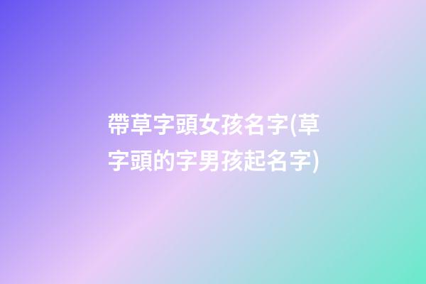 帶草字頭女孩名字(草字頭的字男孩起名字)
