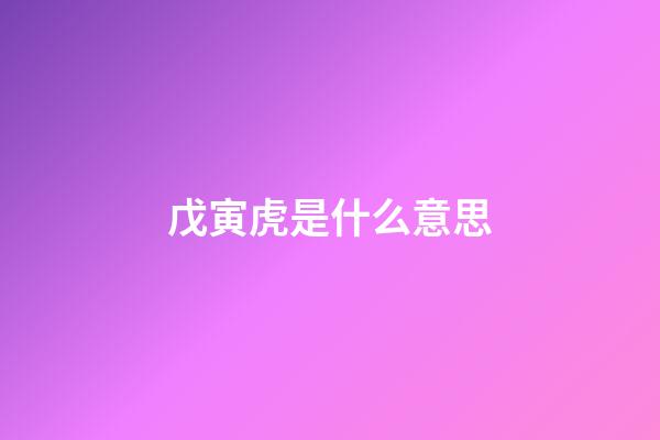 戊寅虎是什么意思