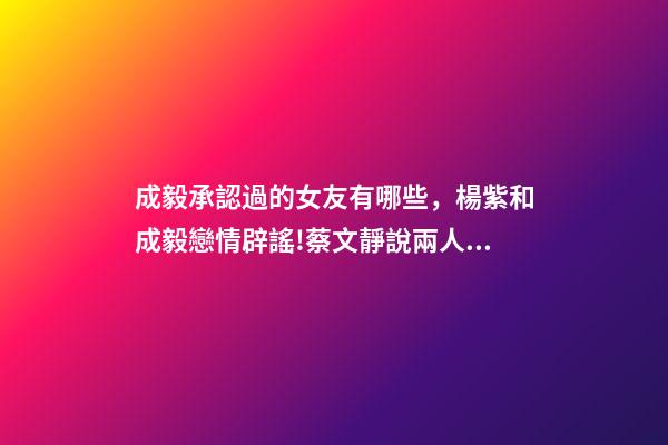 成毅承認過的女友有哪些，楊紫和成毅戀情辟謠!蔡文靜說兩人許久未聯系!成毅沒有女朋友!-第1張-觀點-玄機派