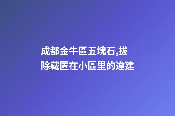 成都金牛區五塊石,拔除藏匿在小區里的違建-第1張-觀點-玄機派