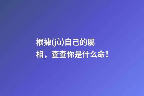 根據(jù)自己的屬相，查查你是什么命！