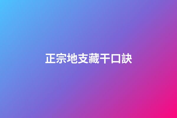 正宗地支藏干口訣