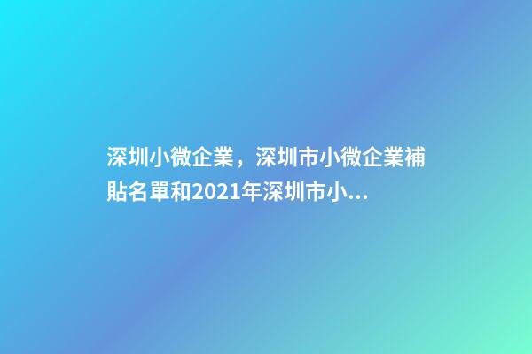 深圳小微企業，深圳市小微企業補貼名單和2021年深圳市小微企業補貼-第1張-觀點-玄機派