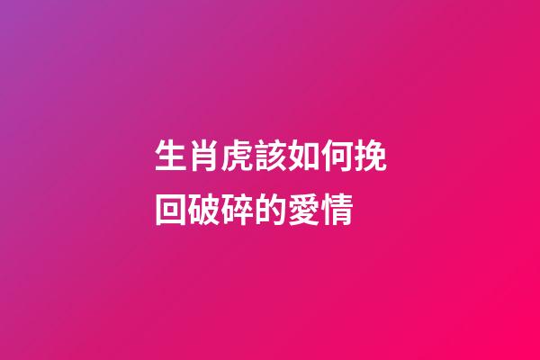 生肖虎該如何挽回破碎的愛情