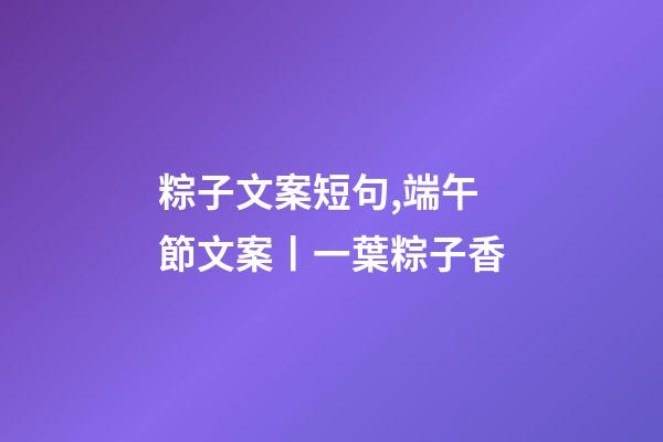 粽子文案短句,端午節文案丨一葉粽子香-第1張-觀點-玄機派