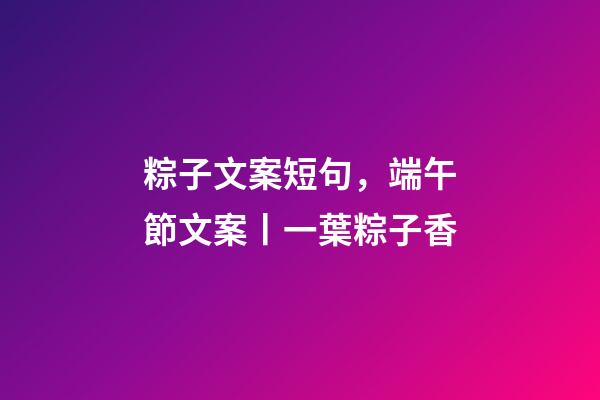粽子文案短句，端午節文案丨一葉粽子香-第1張-觀點-玄機派