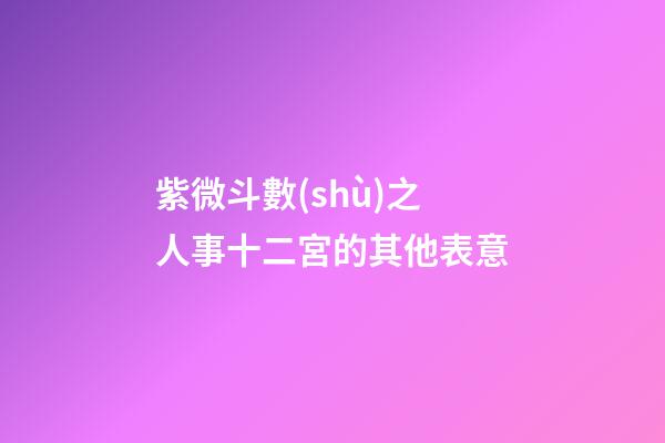 紫微斗數(shù)之人事十二宮的其他表意