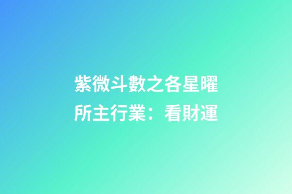 紫微斗數之各星曜所主行業：看財運
