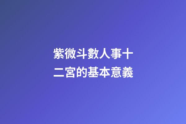 紫微斗數人事十二宮的基本意義