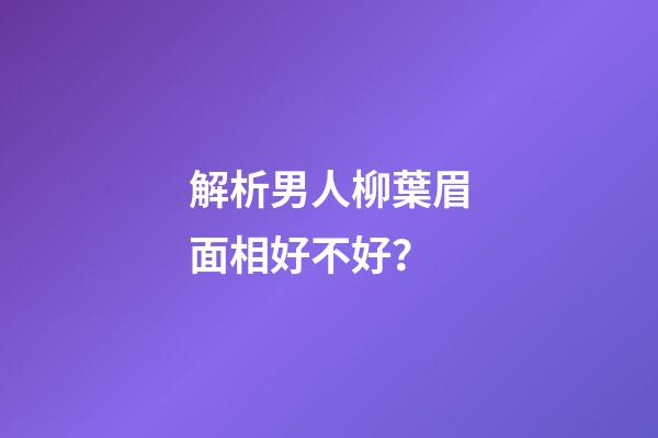 解析男人柳葉眉面相好不好？