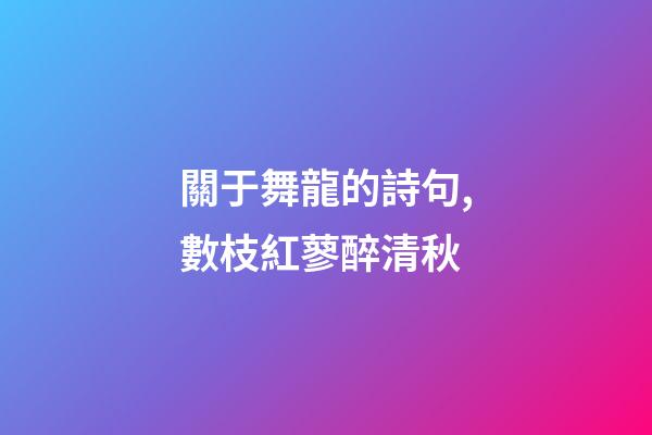 關于舞龍的詩句,數枝紅蓼醉清秋-第1張-觀點-玄機派