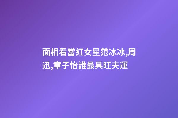 面相看當紅女星范冰冰,周迅,章子怡誰最具旺夫運